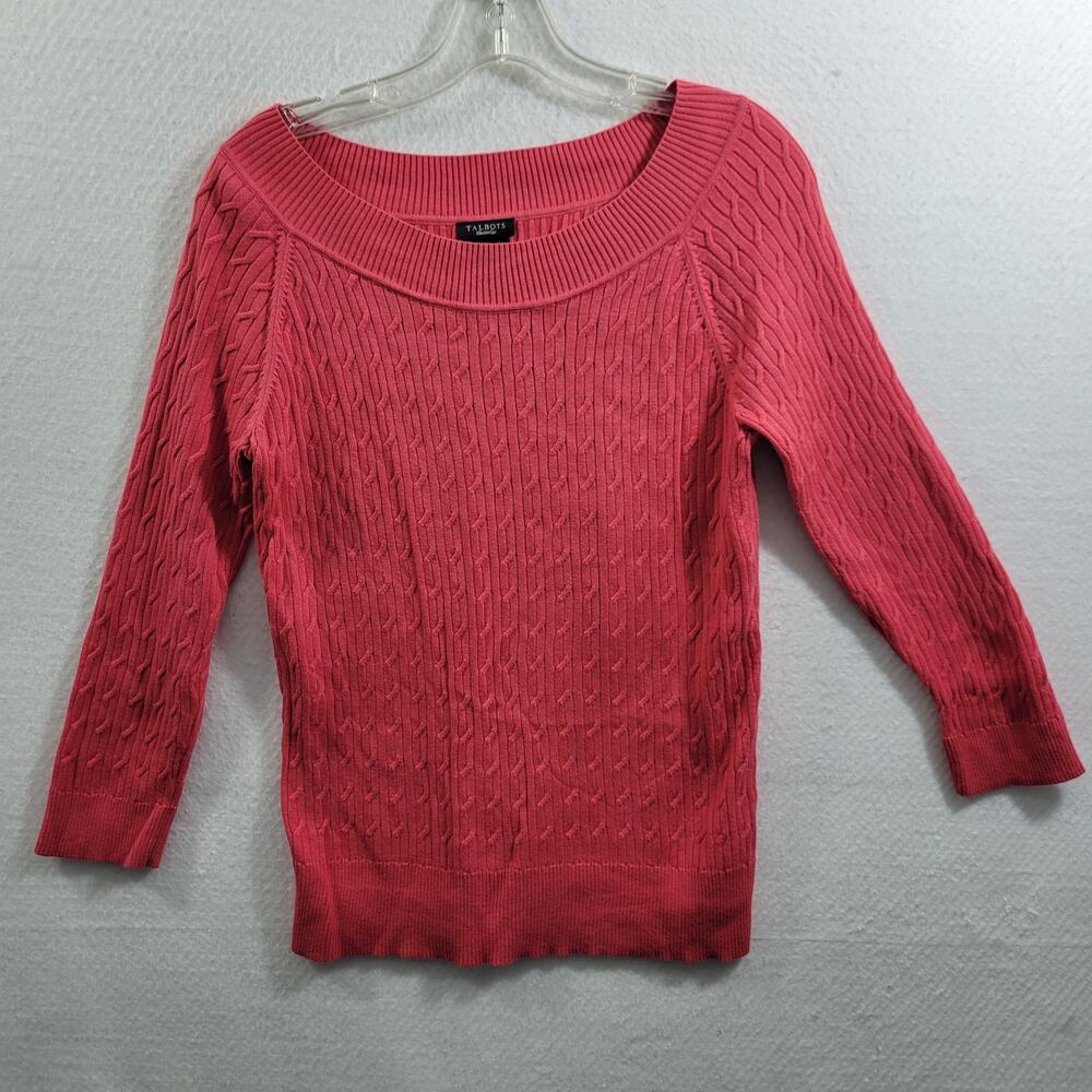 Talbots Women's Peach Pima Cotton Sweater 3/4 Sleeve Size M 91824-0881